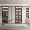 Modern Light Colored Wardrobe With Sliding Glass Doors Internal Shelves And Hanging Rods