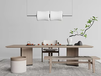 New Chinese Tea Table and Chair Tea Table and Chair Combination 3d model
