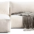 Modern Sectional Sofa Designs With White Gray Colors Cushions And Blanket