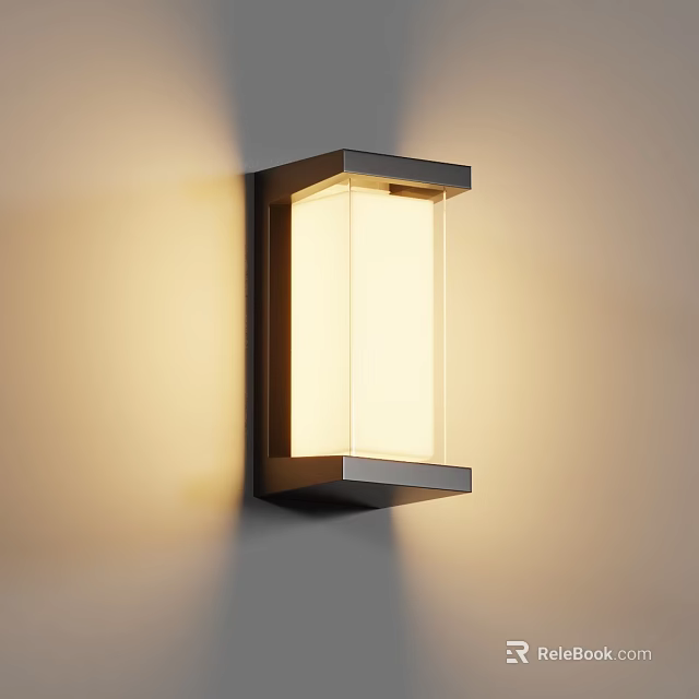 Modern Outdoor Wall Light With Black Frame Glass Shade And Warm Illumination 3d model 