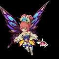 Cute Fairy Game Movie Character With Pink Hair Flower Decoration And Purple Blue Butterfly Wings