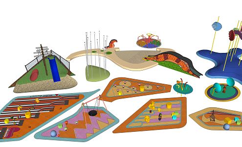 modern play equipment children's equipment children's activity area play area equipment 3d model