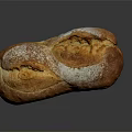 Freshly Baked Golden Brown Bread With Cracked Surface And Flour Dusting 3d model