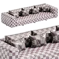 Elegant Modern Sofa Interior With Beige Upholstery And Multiple Decorative Cushions 3d model