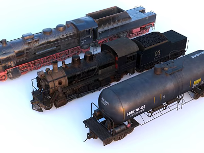 old locomotive steam train gas train steam engine locomotive 3d model
