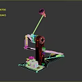 Mechanical Equipment Stand with Black Base White Arm and Circular Top Component 3d model