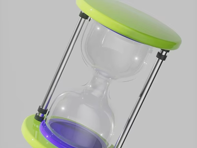 Modern Hourglass With Green Base Transparent Glass Metal Frame And Purple Sand 3d model