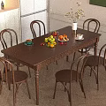 Retro Solid Wood Dining Table And Chairs Set For Cozy Home Dining Room Decoration