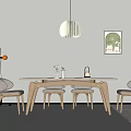 Modern dining table and chair combination 3d model