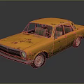 Vintage Yellow Rusty Sedan With Worn Exterior And Classic Design