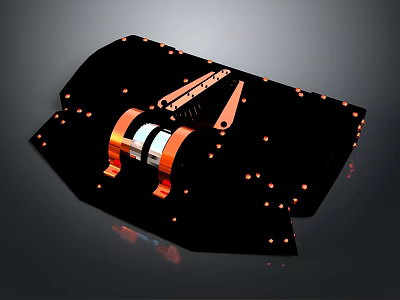 Precision Mechanical Device With Black Base Orange Silver Components And Fixing Points 3d model