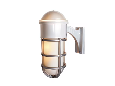 Modern White Wall Mounted Lamp with Metal Frame and Dome Shaped Shade 3d model
