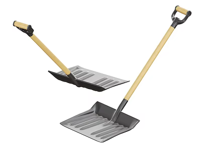 Hardware Tools Heavy Duty Snow Shovels With Wooden Handles And Metal Blades 3d model