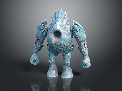 Giant Blue Game Movie Character With Crystal Rock Texture And Hollow Body 3d model