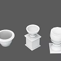 Public Facilities Three White Decorative Planters With Different Modern Designs