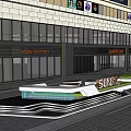 Modern Multi Level Shopping Mall With Billboard Displays Pedestrian Walkways And Escalators