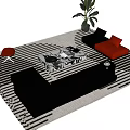 Sofa coffee table combination 3d model