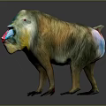 Colorful Mandrill with Blue and Red Facial Markings and Tawny Fur in 3D Rendered