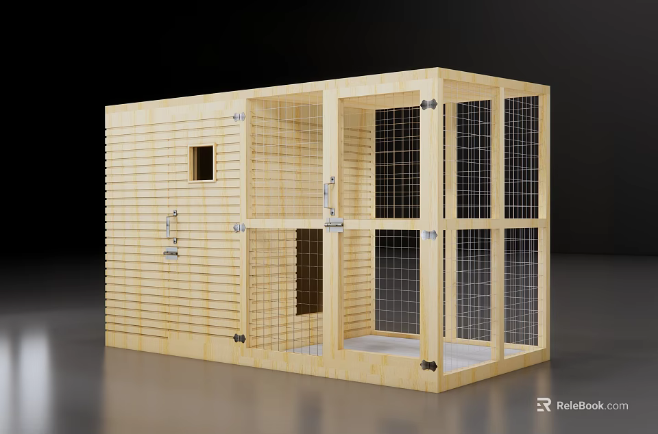 Light Wood Decorative Ornament Set With Grid Doors Small Window And Smooth Surface 3d model 