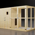 Light Wood Decorative Ornament Set With Grid Doors Small Window And Smooth Surface