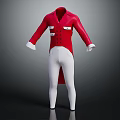 Elegant Red Formal Coat With White Pants And Decorative Buttons 3d model