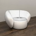 Comfortable Plaid Pattern Bean Bag Chair With Rounded Design On Wooden Floor