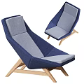 Stylish Modern Lounge Chair With Blue Gray Upholstery And Wooden Frame