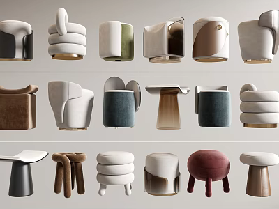Modern Sofa Stools With Various Designs And Multiple Colors For Home Decoration 3d model