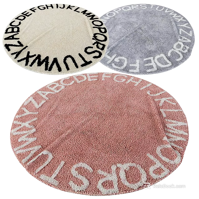 Round Rugs With Alphabet Patterns In Colorful Designs For Home Decoration 3d model 