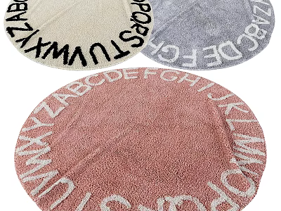 Round Rugs With Alphabet Patterns In Colorful Designs For Home Decoration 3d model