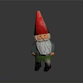 Garden Gnome Figure With Red Pointed Hat Long White Beard Blue Shirt And Green Pants