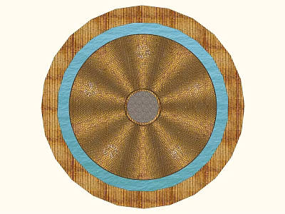 Circular Decorative Design With Brown Stripe Border Blue Ring And Gray Center 3d model
