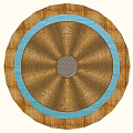 Circular Decorative Design With Brown Stripe Border Blue Ring And Gray Center
