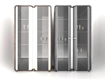 Modern Glass Door Display Cabinet With Open Shelves For Home Living Room Storage 3d model