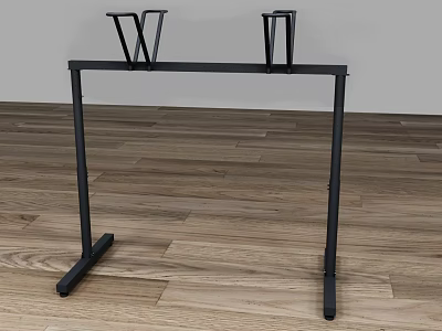 Commercial Black Metal Display Rack With Two V Shaped Holders On Wooden Floor 3d model