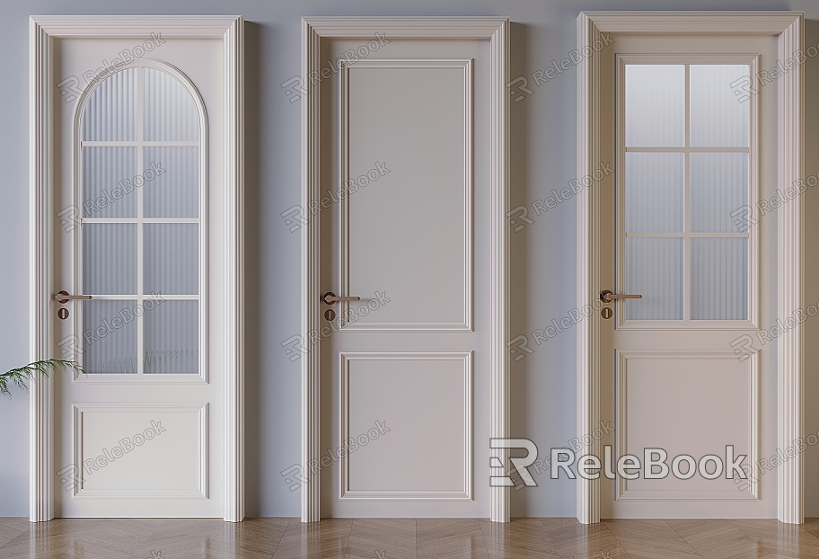 French Cream Style Glass Door Changhong Glass Swing Door French Solid Wood Single Door model