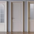 Light Colored Hinged Interior Doors With Diverse Glass And Solid Panel Designs 3d model