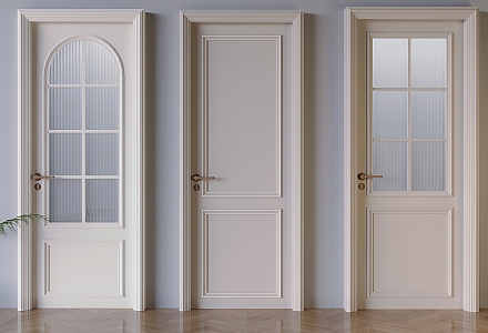 French Cream Style Glass Door Changhong Glass Swing Door French Solid Wood Single Door 3d model