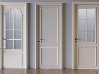 French Cream Style Glass Door Changhong Glass Swing Door French Solid Wood Single Door 3d model