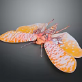 Vibrant Insect With Orange And White Patterned Wings On Dark Background 3d model