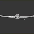 Futuristic Silver Crossbow With Metallic Body Red Accents And Mechanical Design