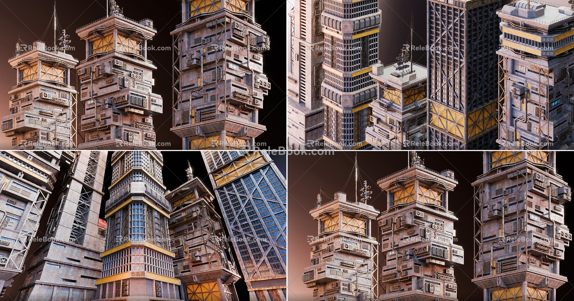 Modern Future Cyberpunk Style Building Building High-rise Cyberpunk Building Accessories Combination Old Building Fitting Building Fitting Building Urban Fitting Building 3d model