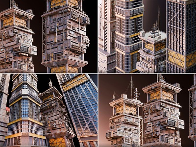 Modern Future Cyberpunk Style Building High-rise Cyberpunk Building Accessories Combination Old Building Fitting Building Fitting Building Urban Fitting Building 3d model