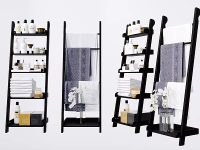 Modern Bathroom Shelf with Multiple Tiers for Toiletries Towels and Decorative Items 3d model