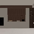 Modern Wine Cabinet With Glass Doors Wooden Panels And Interior Lighting In Kitchen