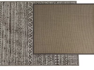 Modern Square Area Rug with Geometric Pattern Solid Color Brown Beige Woven Design 3d model