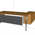 Modern Wooden Office Desk With L Shaped Design Metal Frame And Perforated Panel