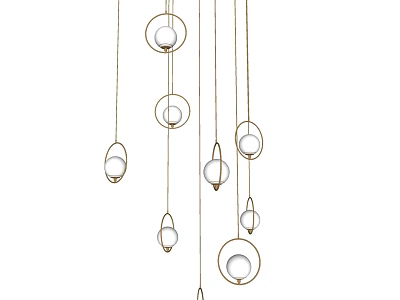 Modern Hanging Pendant Lights With Multiple Sizes Circular Oval Glass Shades And Metal Cords 3d model