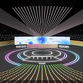 Modern Cultural Center Interior Design With Colorful Lighting Large Display Screen And Circular Stage