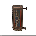 Vintage Brown Decorative Wall Mounted Shelf With Metal Rivets And Geometric Pattern